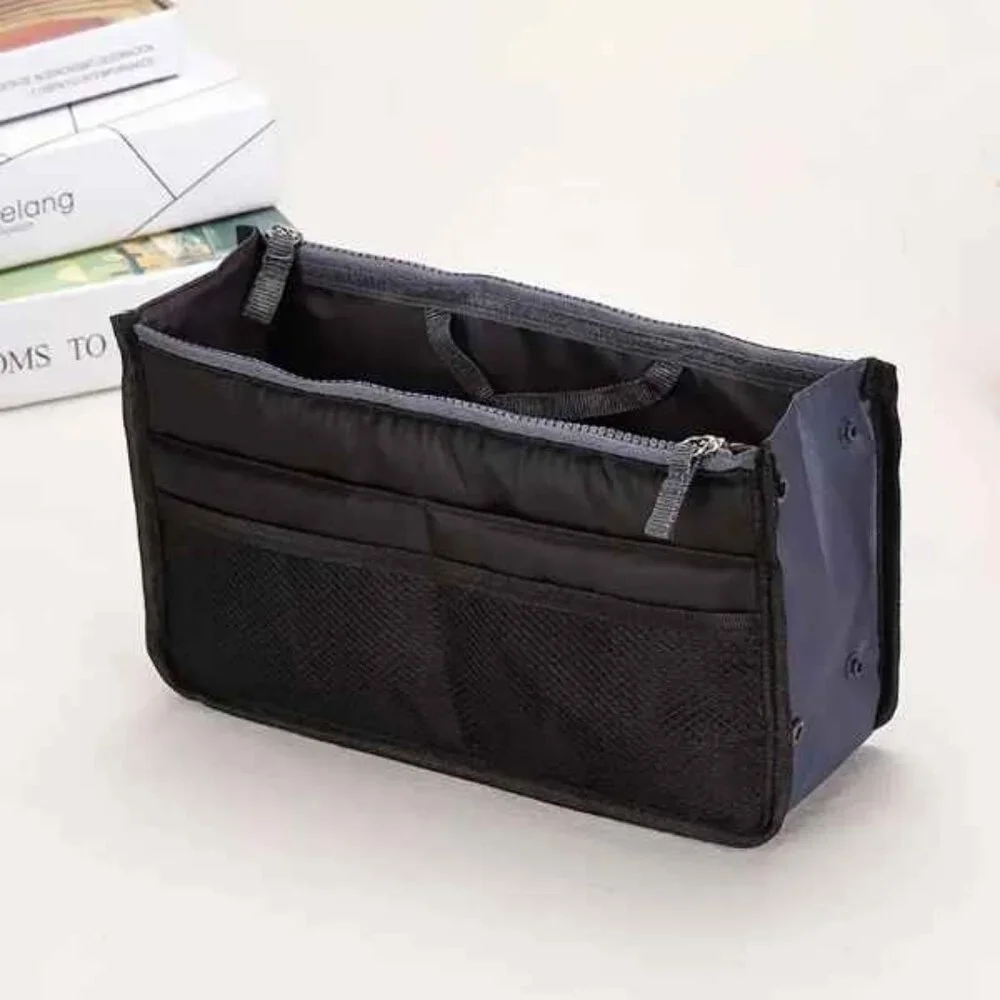 Organizer- Bag/ Drawer /Purse Insert/ Divider /Cosmetic Tote/ - Black & Gray NWT
